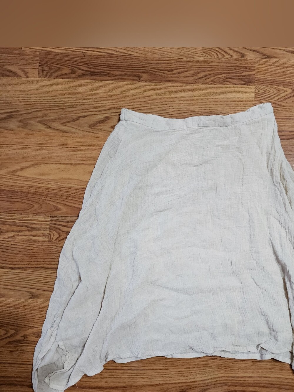 Soft Surroundings 100% Ramie Asymmetrical Handkerchief Hem Skirt Women's M Beige